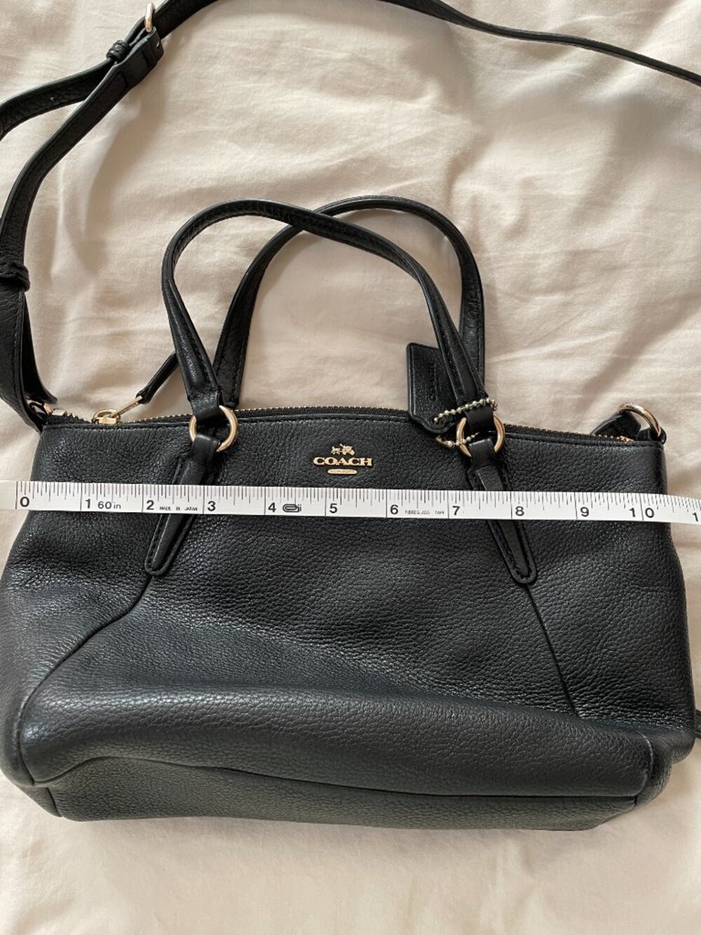 Coach - Small Kelsey Satchel in Black Pebble Leather Handbag - Picture 10 of 12